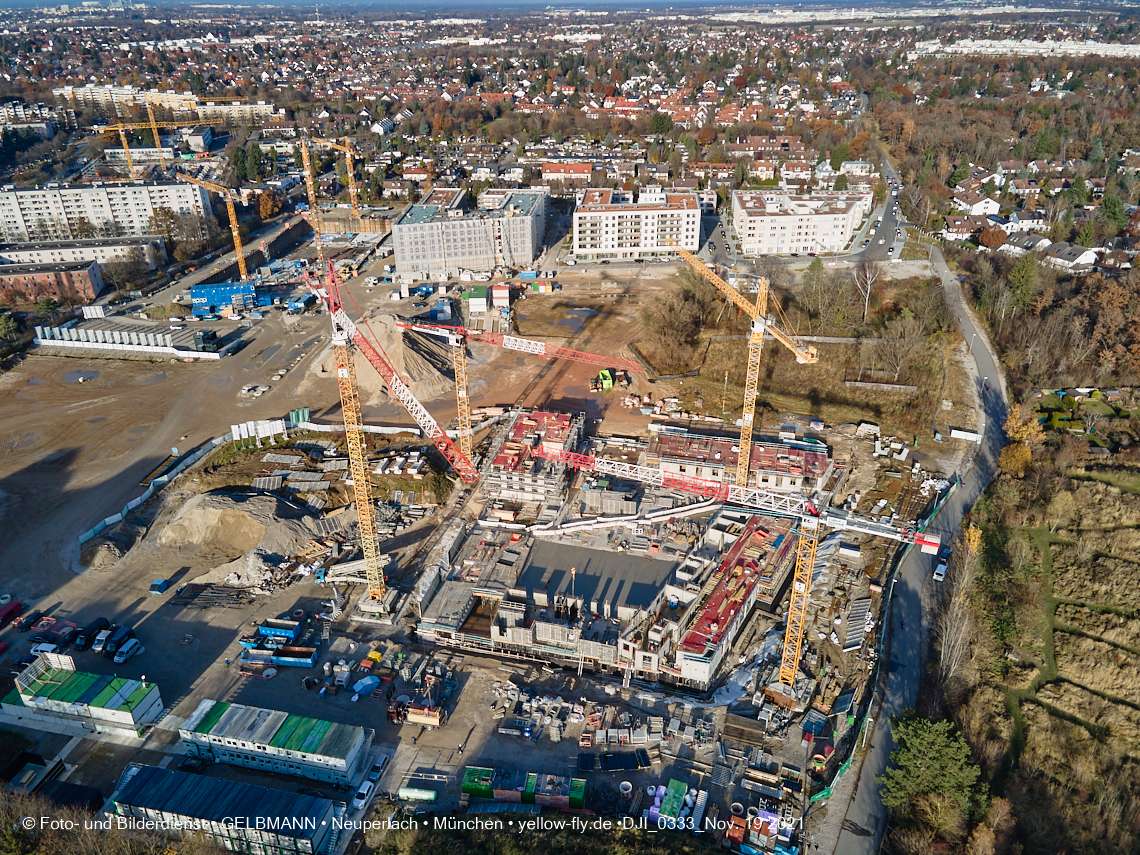 19.11.2021 - Luftbilder von der Baustelle Alexisquartier und Pandion Verde in Neuperlach